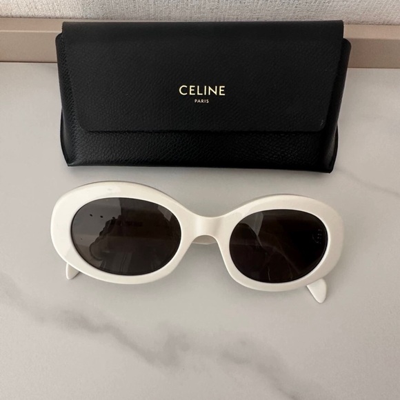 Celine Chic White Oval Sunglasses - Picture 1 of 6